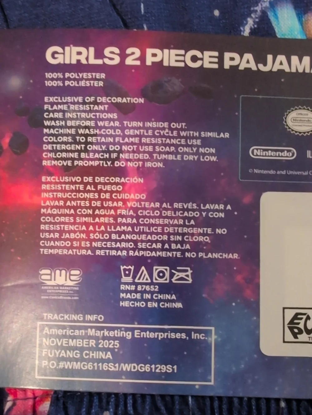 Super Mario Bros girls pajama